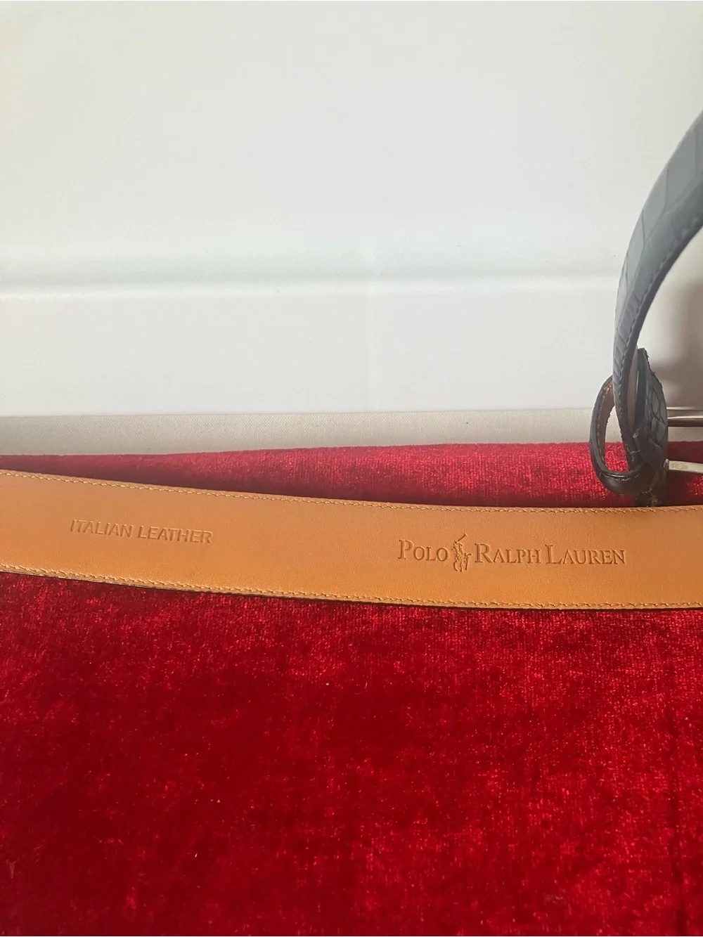 Ralph Lauren Italian Black Croc Embossed Leather Men's Belt Sz 36 USED.